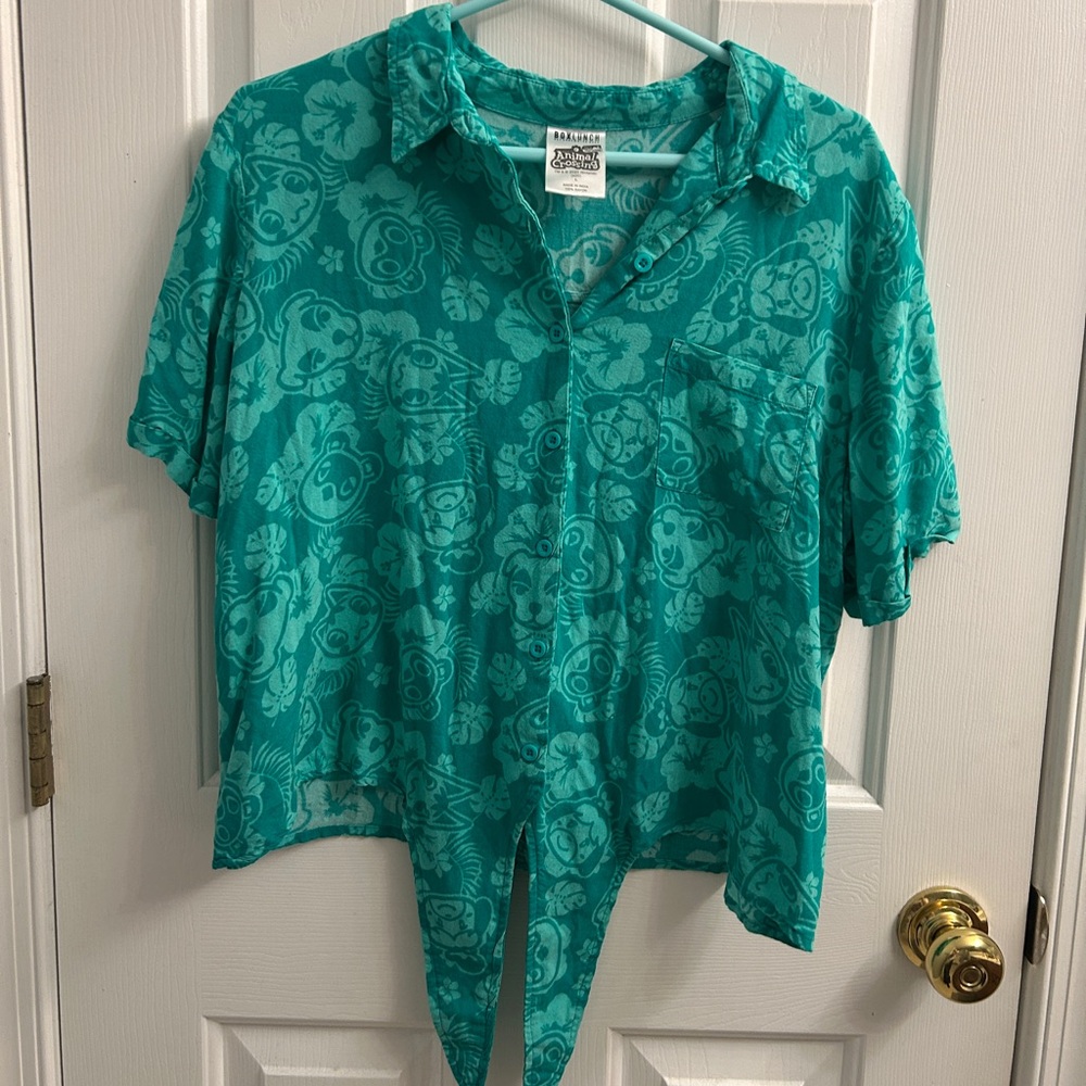 BoxLunch Animal Crossing Teal Button-Up Top